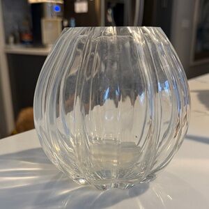 Elegant Lenox Pumpkin-like Clear Glass Vase